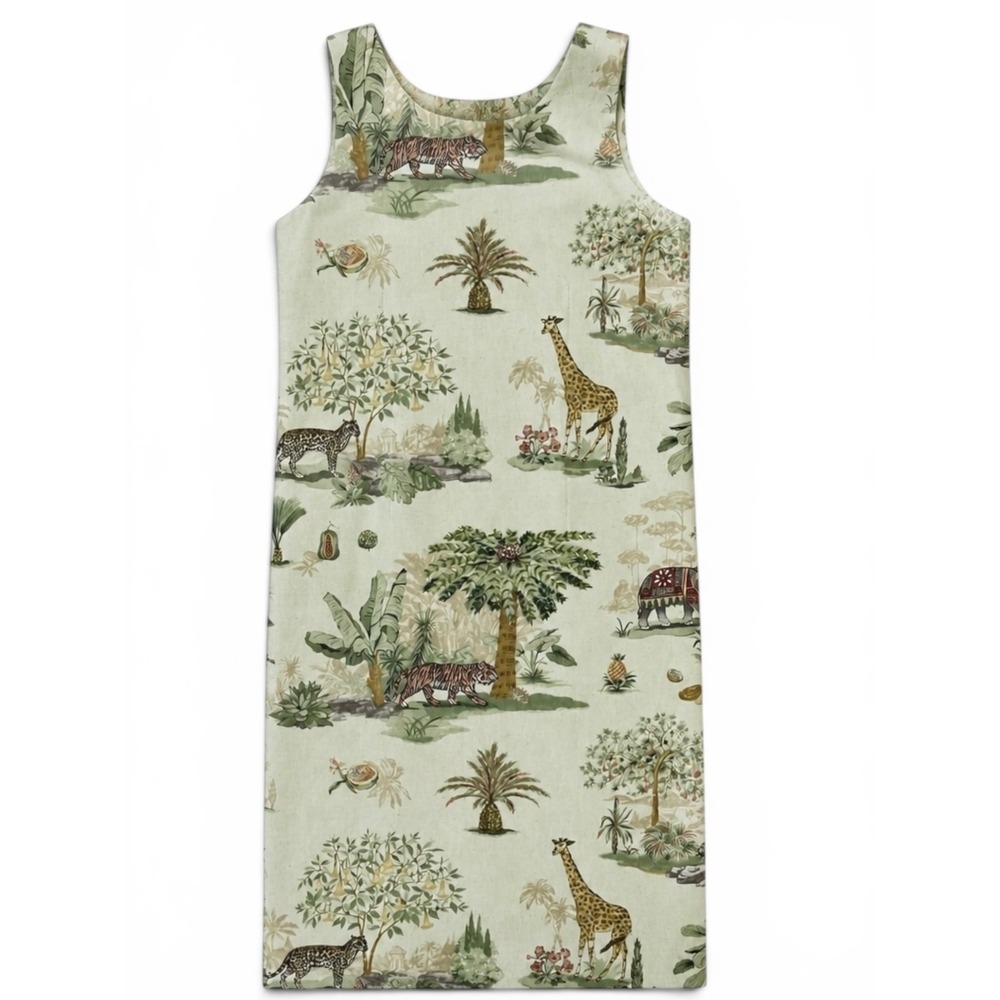 Citi‎ Dress Women Size 14 Safari Animal Tapestry Beaded Midi Sheath Dress Lined
